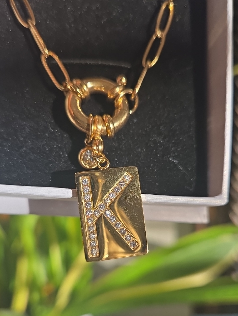 18 K Gold Plated Initial 'K' Pendant Necklace- Us Seller- Ca- NWT